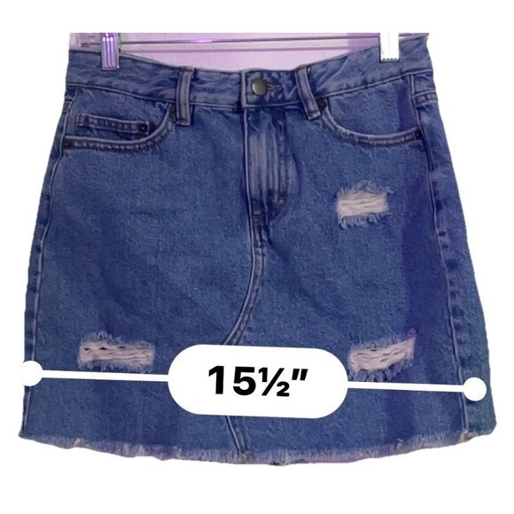 Vintage Y2K Bongo Distressed Denim Mini Skirt Size Medium EUC - Picture 5 of 6